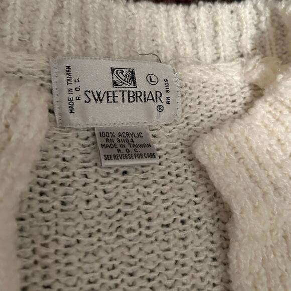 Vintage off white Ivory Knit open front Cardigan Sweater /  Large - Picture 3 of 4